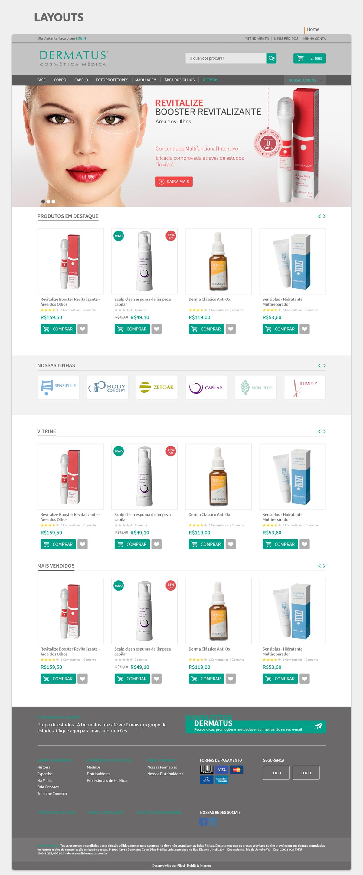 Layout da Home de Dermatus