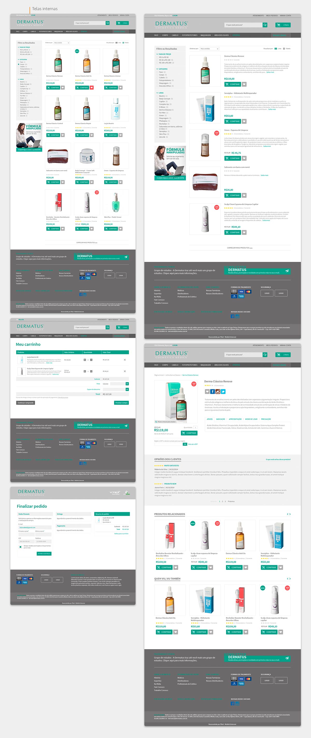 Layout das telas de Dermatus