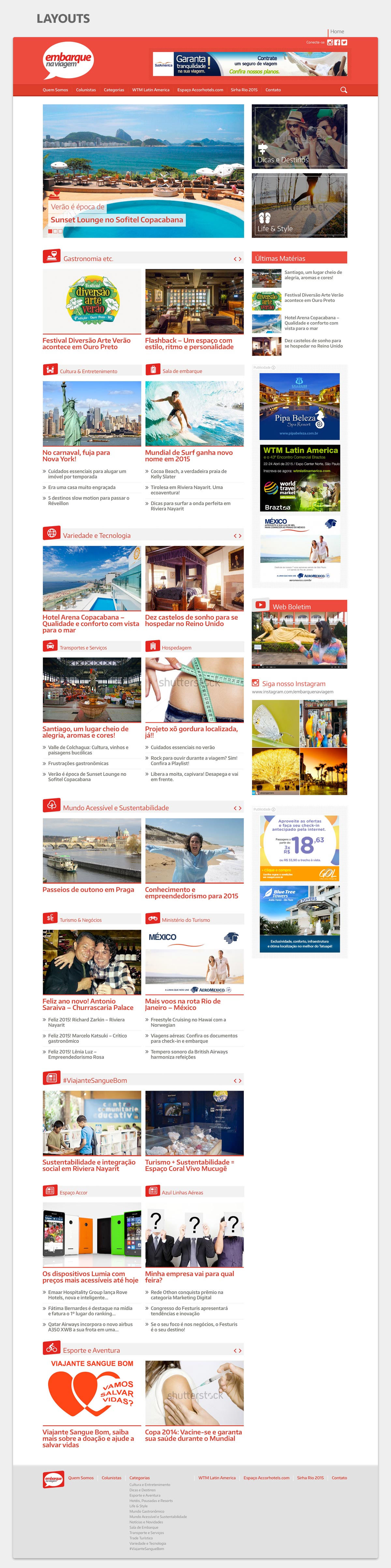 Layout da Home de Embarque na Viagem