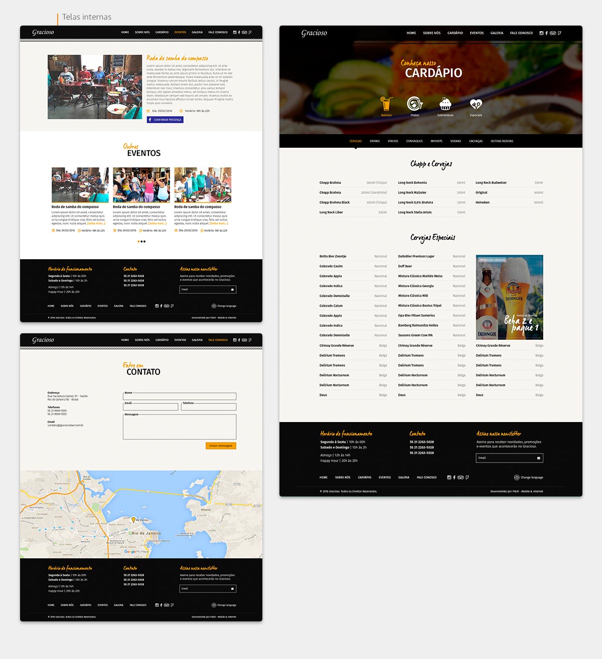 Layout das telas de Gracioso