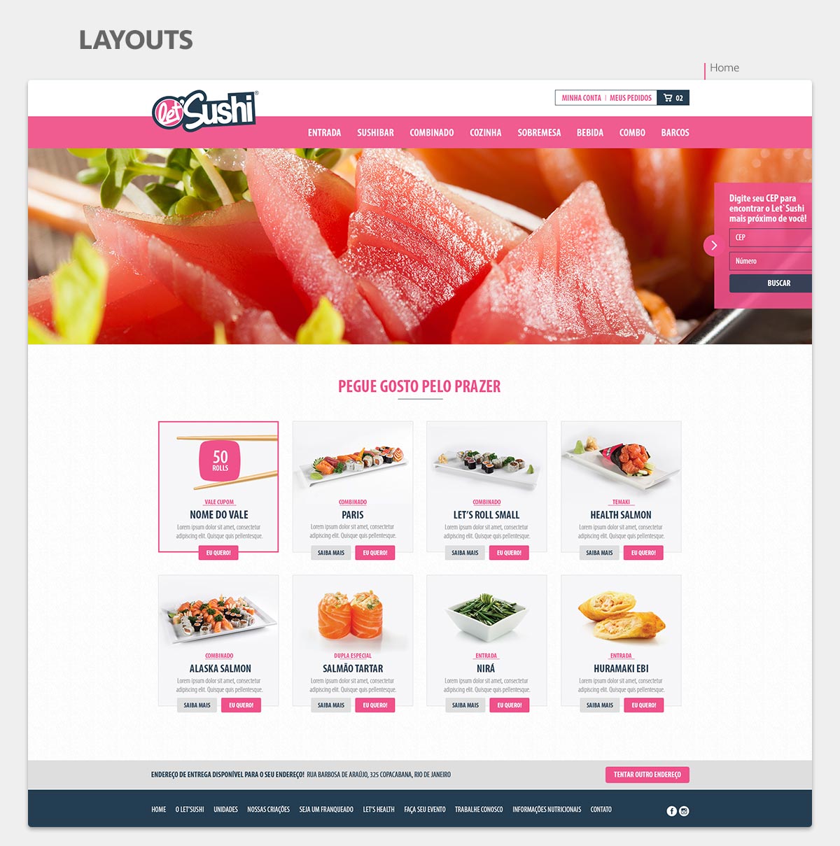 Layout da Home de Let'Sushi