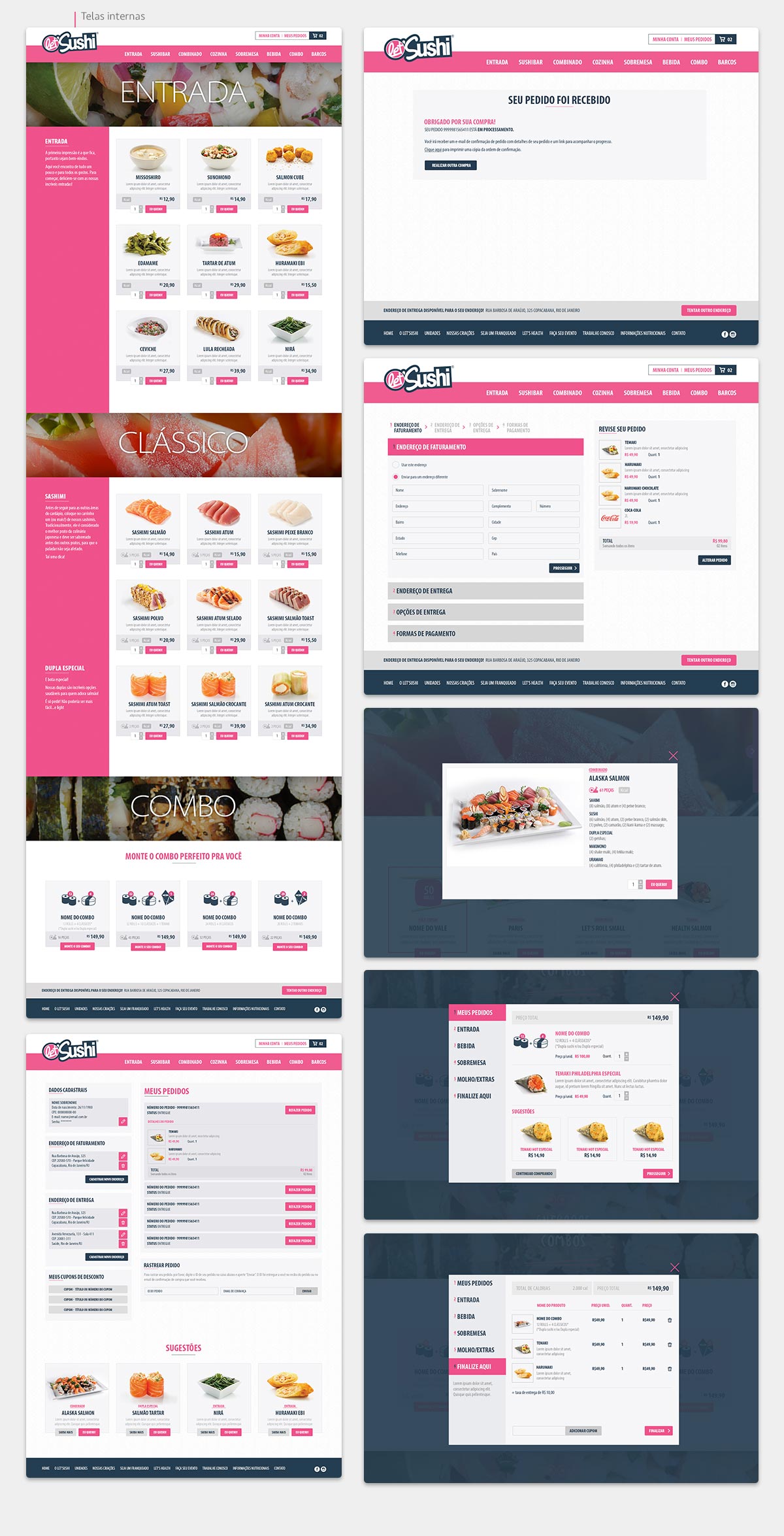 Layout das telas de Let'Sushi