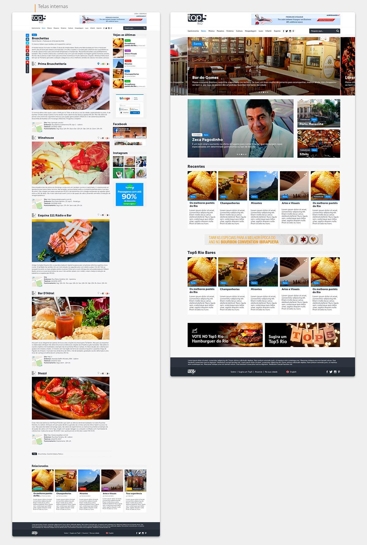 Layout das telas de Top5 Rio