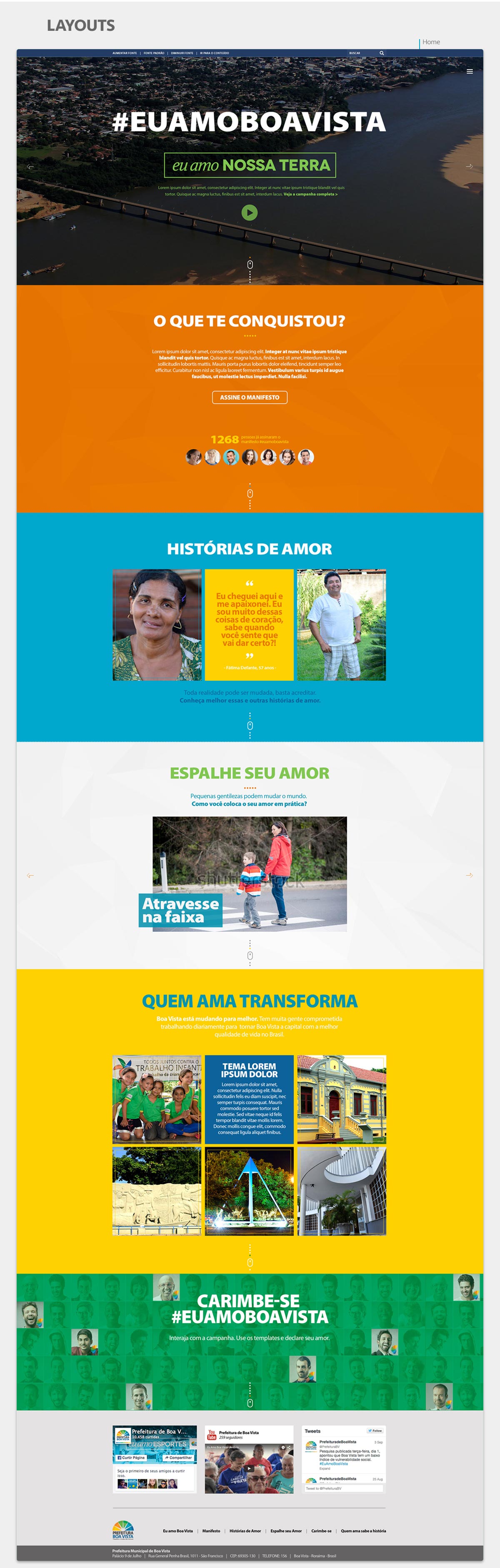 Layout da Home de Eu Amo Boa Vista