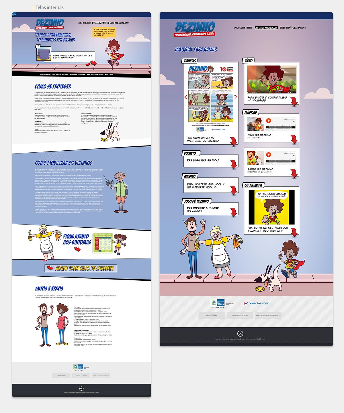 Layout das telas de Rio contra o Aedes