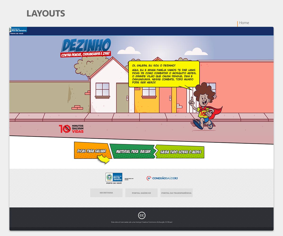 Layout da Home de Rio contra o Aedes