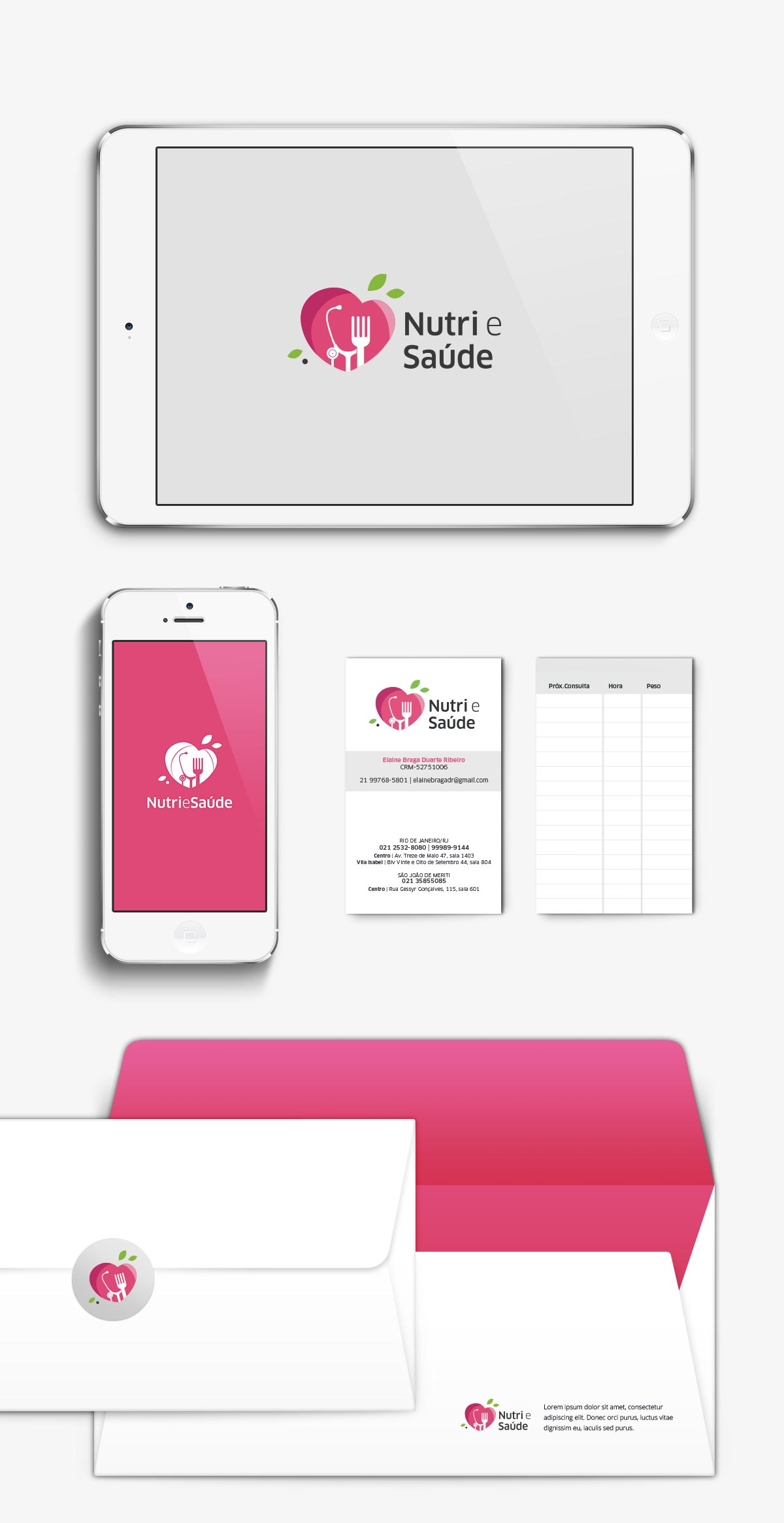 Mockup branding Nutri e Saúde