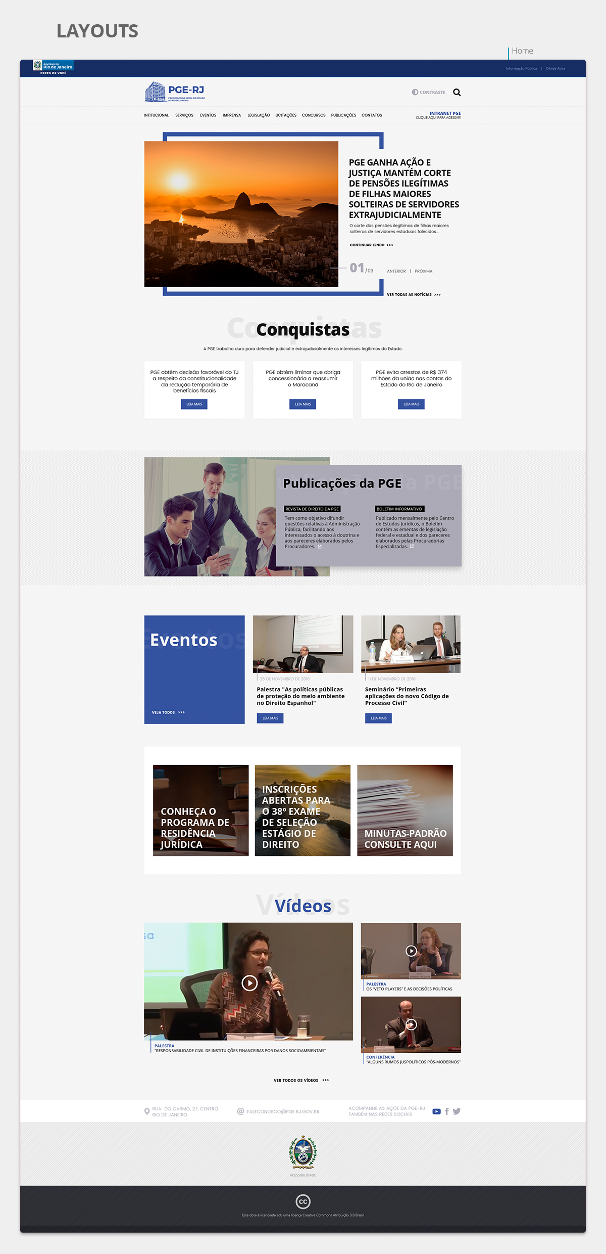 Layout da Procuradoria Geral do Estado do Rio de Janeiro (PGE-RJ)