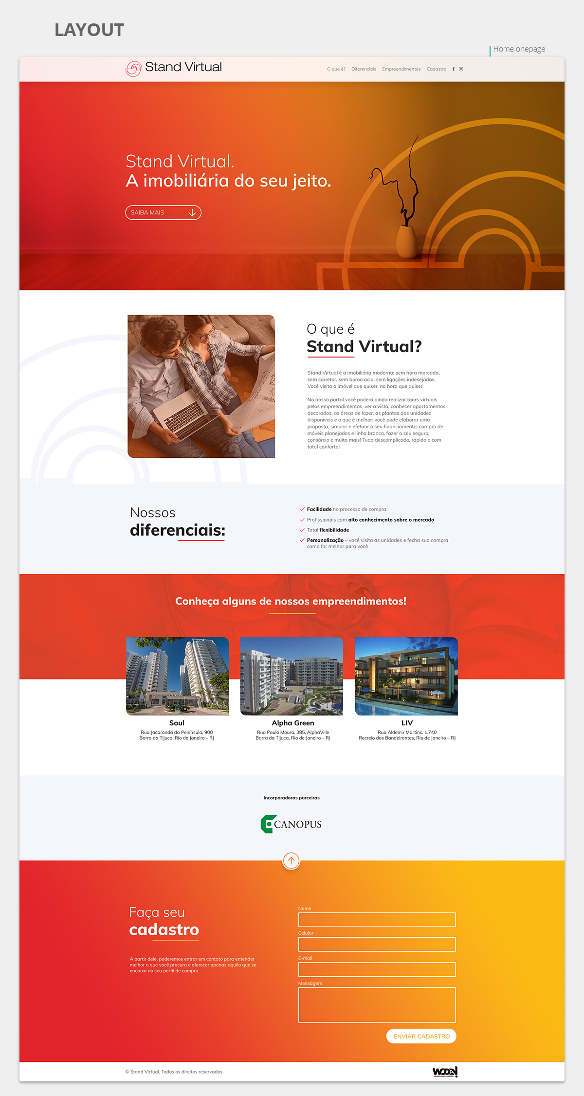 Layout da Home de StandVirtual
